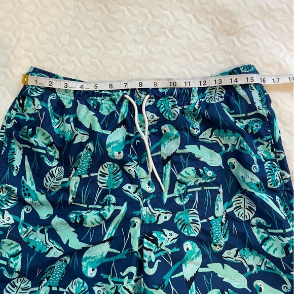 Old Navy Green and Blue Swim Trunks Men’s Medium Parrot Iguana Tropical Netting - Picture 5 of 8